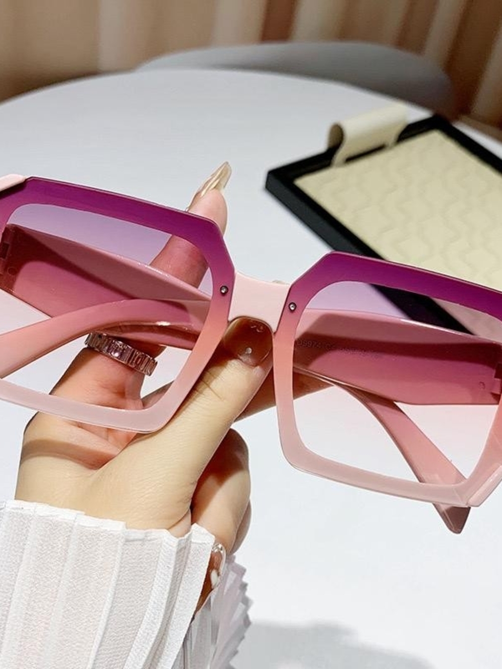 Stylish Gradient Pink Square Sunglasses - Women Accessories